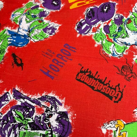 Goosebumps Cotton Fabric 40"x27" Red Background Creepy Cartoon Monsters Spooky T - Picture 5 of 10